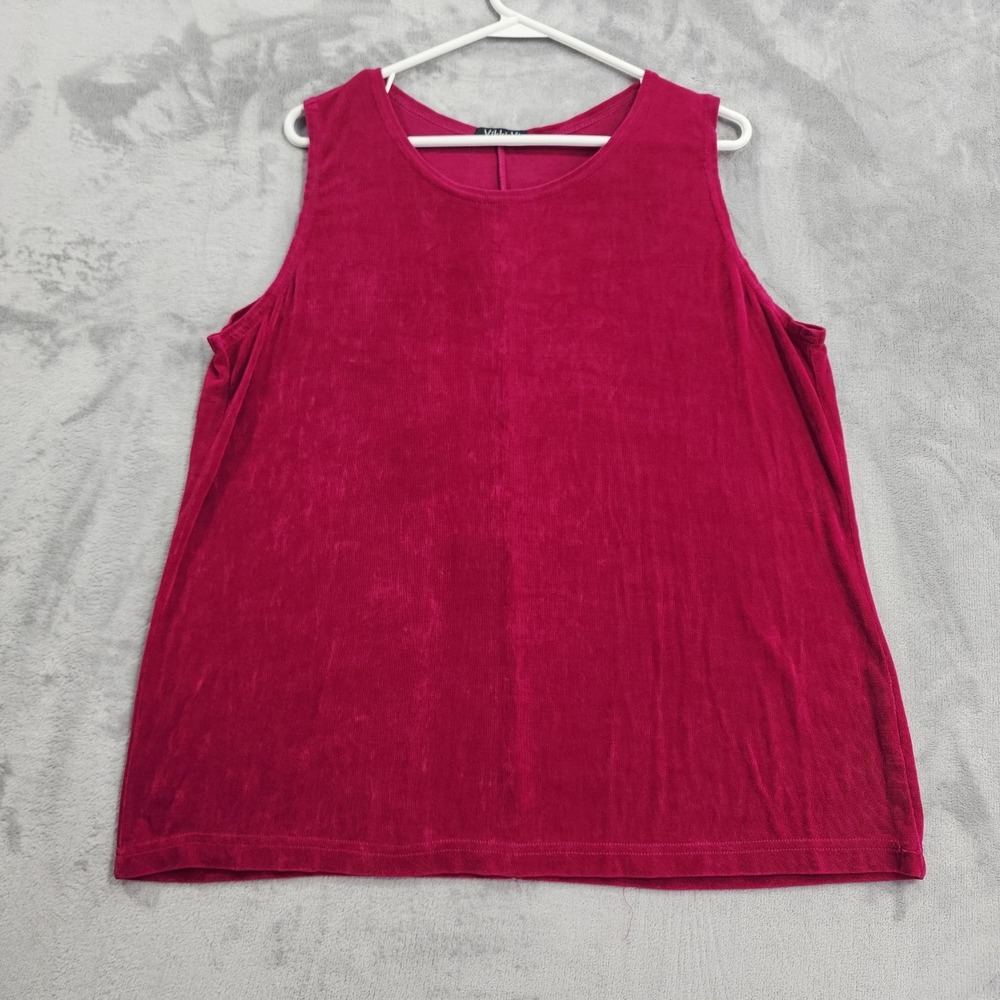 Vintage Vikki Vi Top Womens 1X Pink Slinky Scoop Neck Sleeveless Tank Stretch